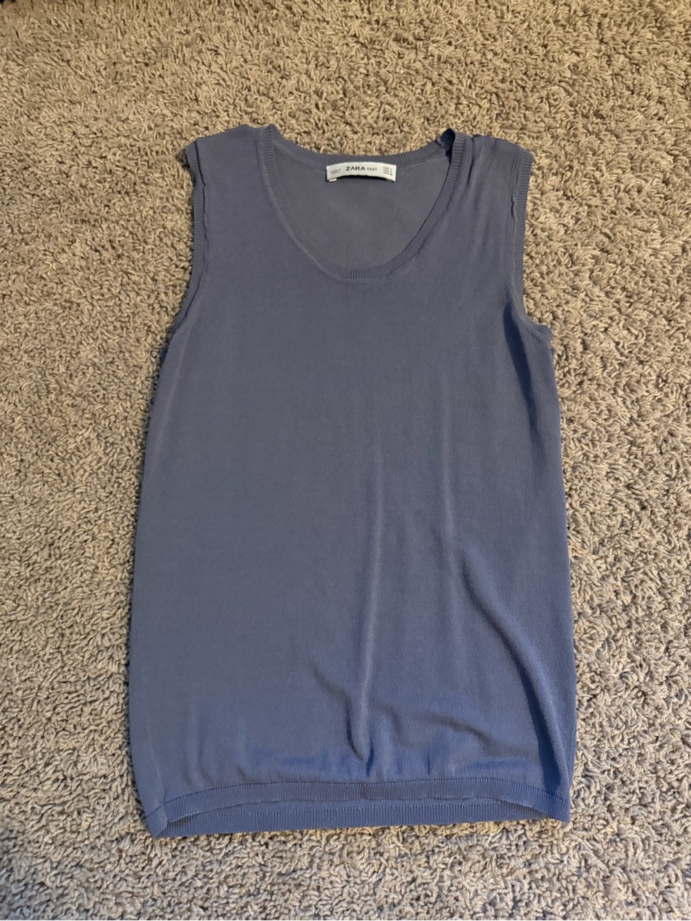 Zara Knit Sleeveless Ribbed Tank Top in Dusty Blue